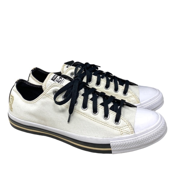 Converse Chuck Taylor OX Low Top White Canvas "R" Sneakers Men Custom 169749C-R - Picture 2 of 13